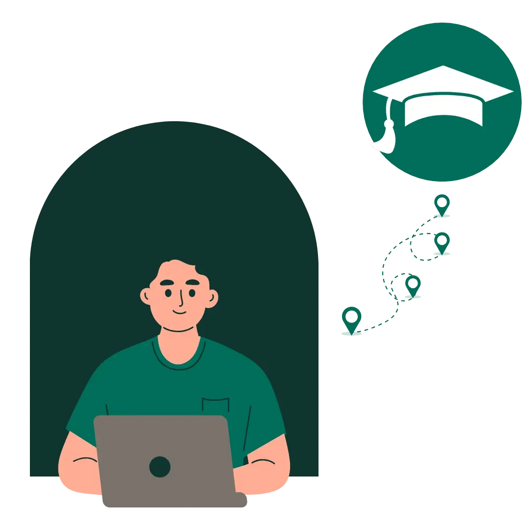 Student in front of laptop - learning